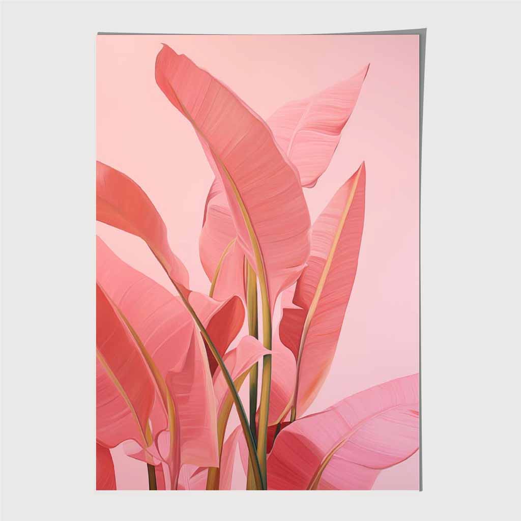 Modern Illustration Pink,  Jungle Leaves  Art Poster | Wall Art Plaza UK