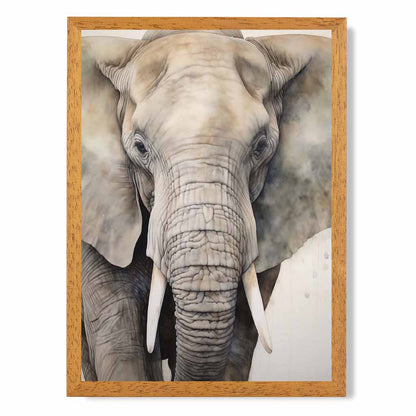 Modern Illustration Grey, Beige Elephant  Art Print | Wall Art Plaza UK