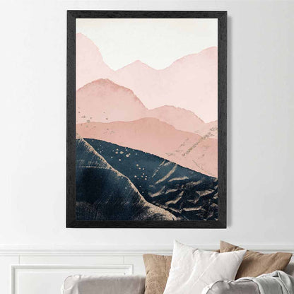 Abstract Painted Blue, Blush Pink Mountains No 1 Art Print | Wall Art Plaza