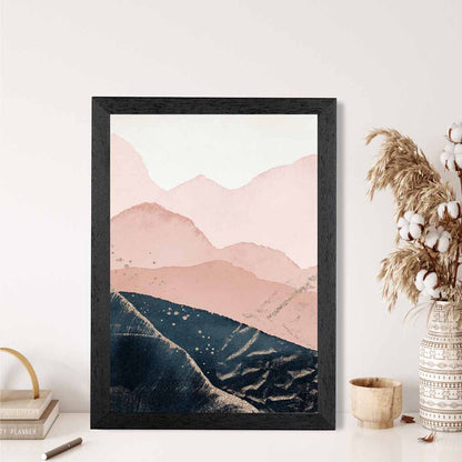 Abstract Painted Blue, Blush Pink Mountains No 1 Art Print | Wall Art Plaza