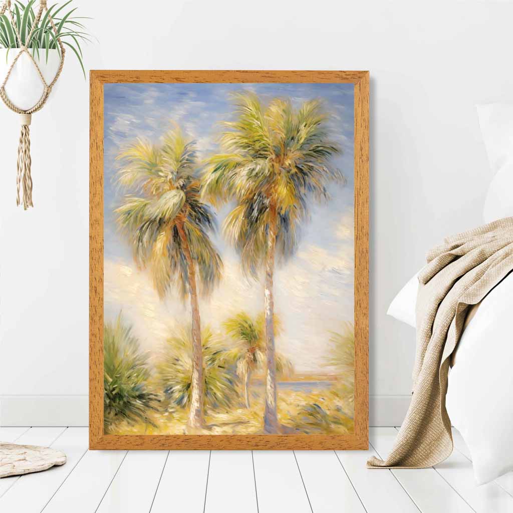 Modern Illustration Blue, Green Desert Palms  Art Print | Wall Art Plaza