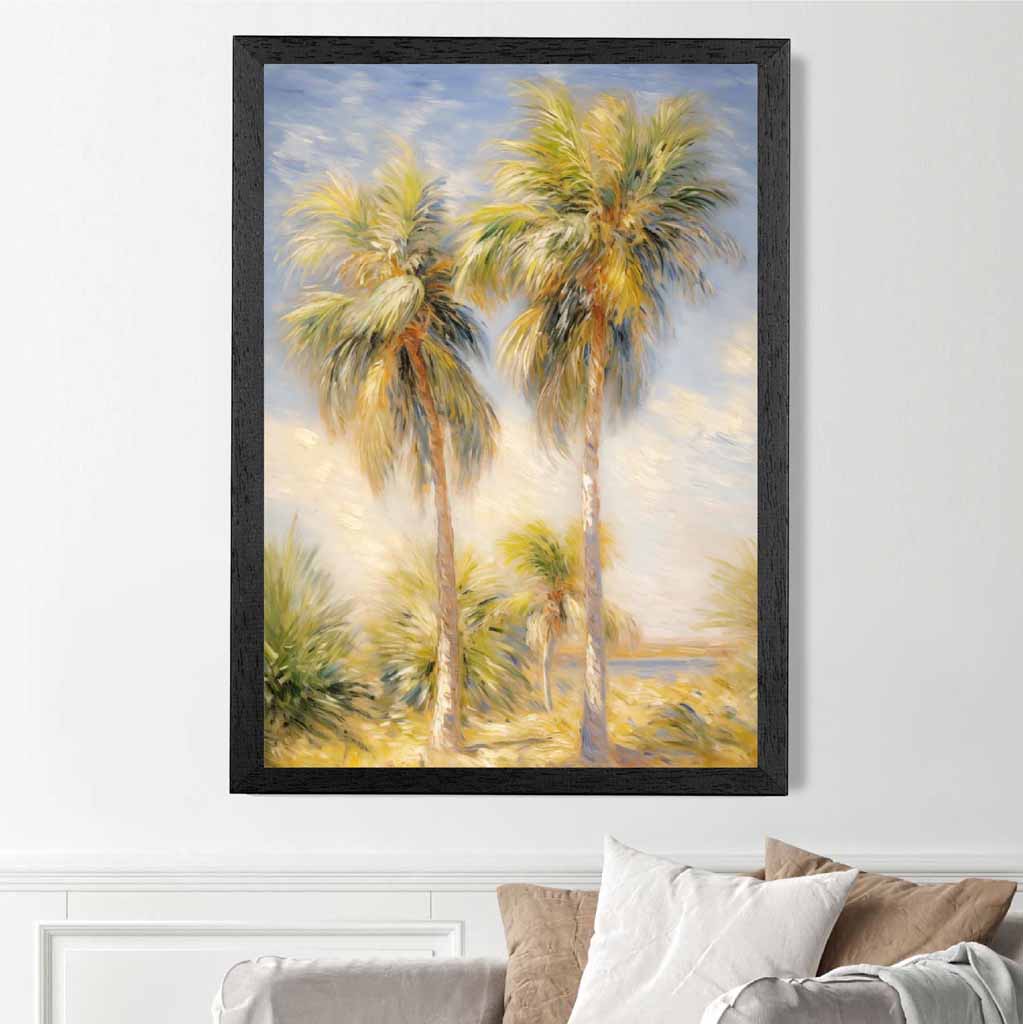 Modern Illustration Blue, Green Desert Palms  Art Print | Wall Art Plaza