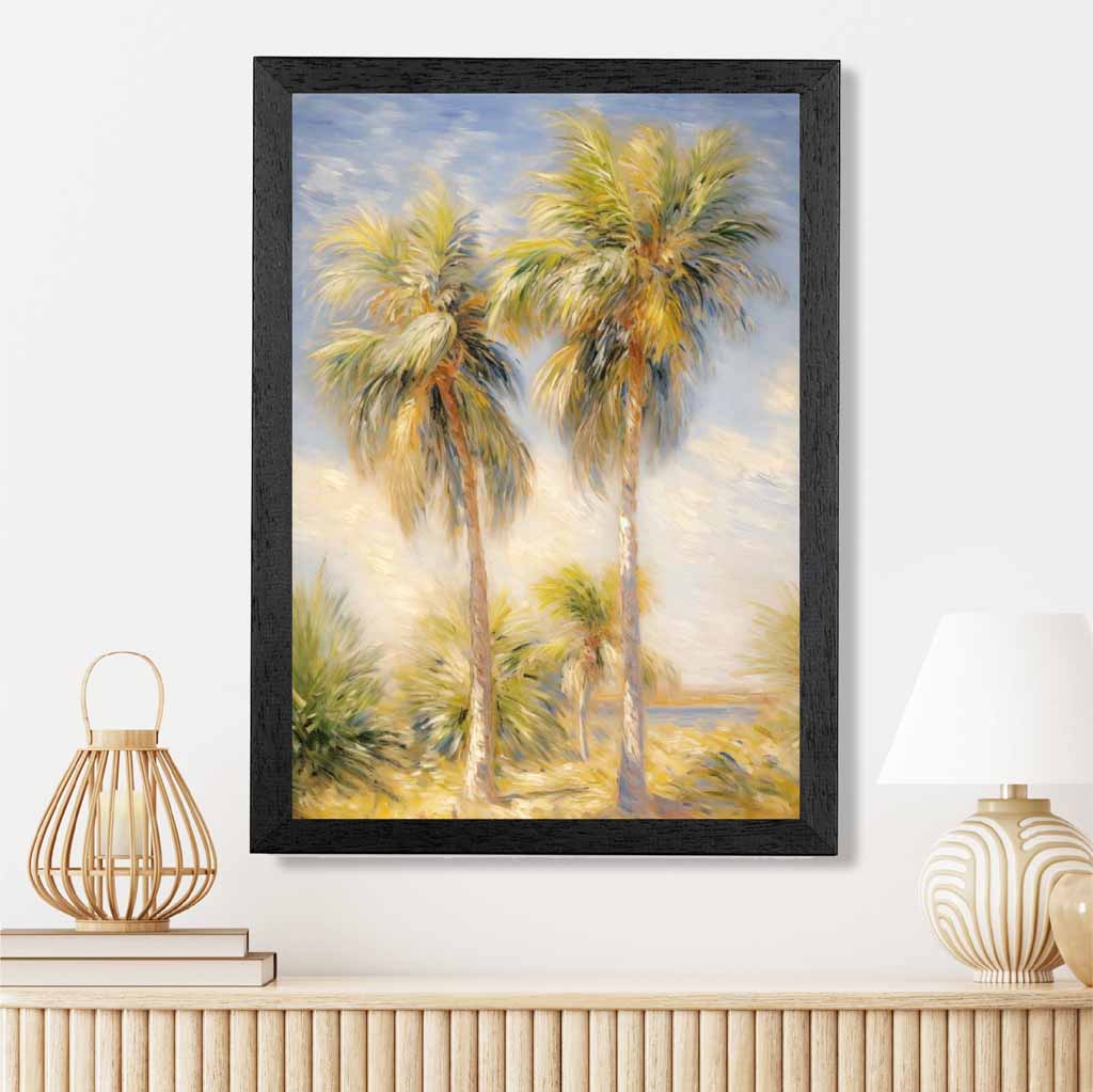 Modern Illustration Blue, Green Desert Palms  Art Print | Wall Art Plaza