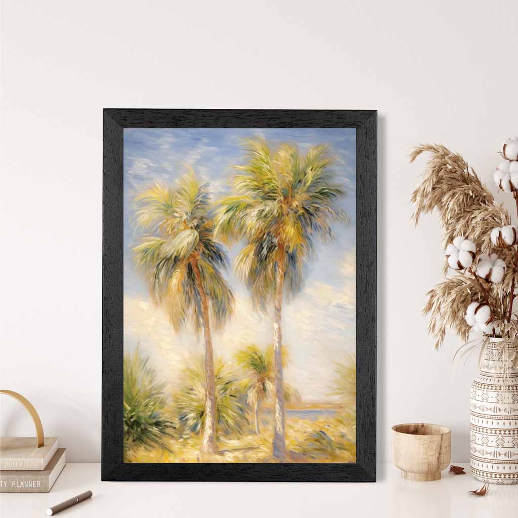 Modern Illustration Blue, Green Desert Palms  Art Print | Wall Art Plaza