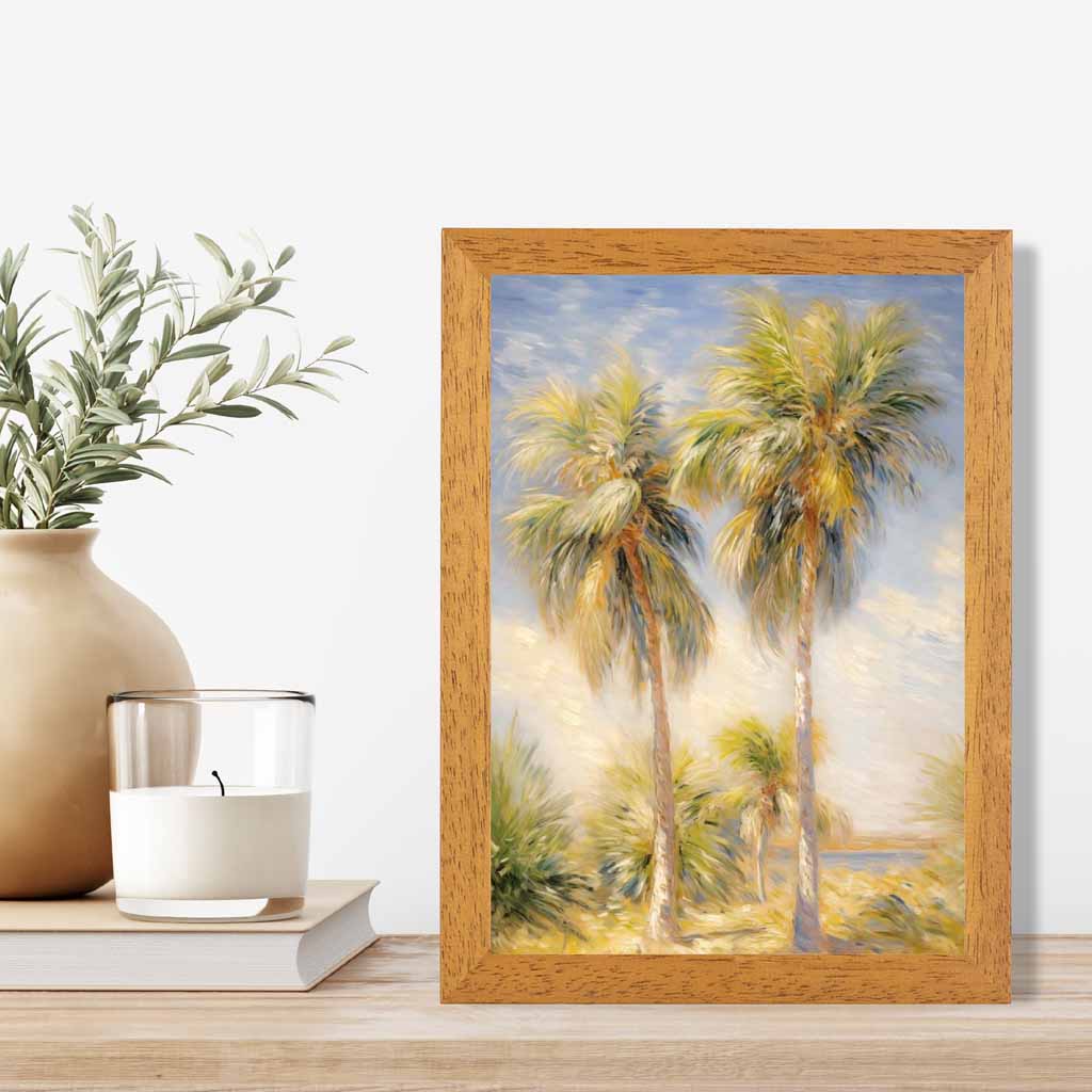 Modern Illustration Blue, Green Desert Palms  Art Print | Wall Art Plaza