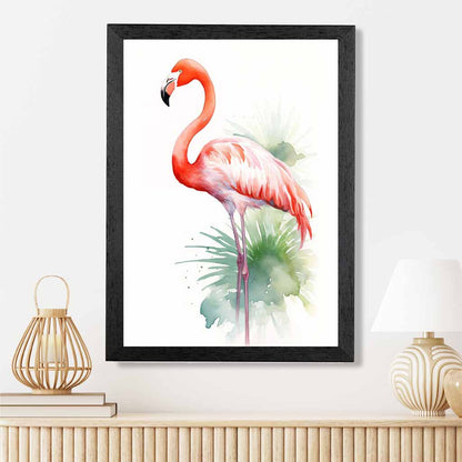 Modern Painted Green, Pink Flamingo  Art Poster | Wall Art Plaza