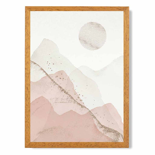 Abstract Painted Blue, Blush Pink Mountains No 2 Art Print | Wall Art Plaza