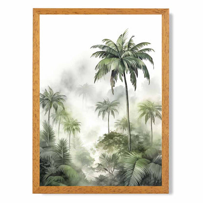 Modern Painted Green, Blue Misty Jungle Trees  Art Poster | Wall Art Plaza