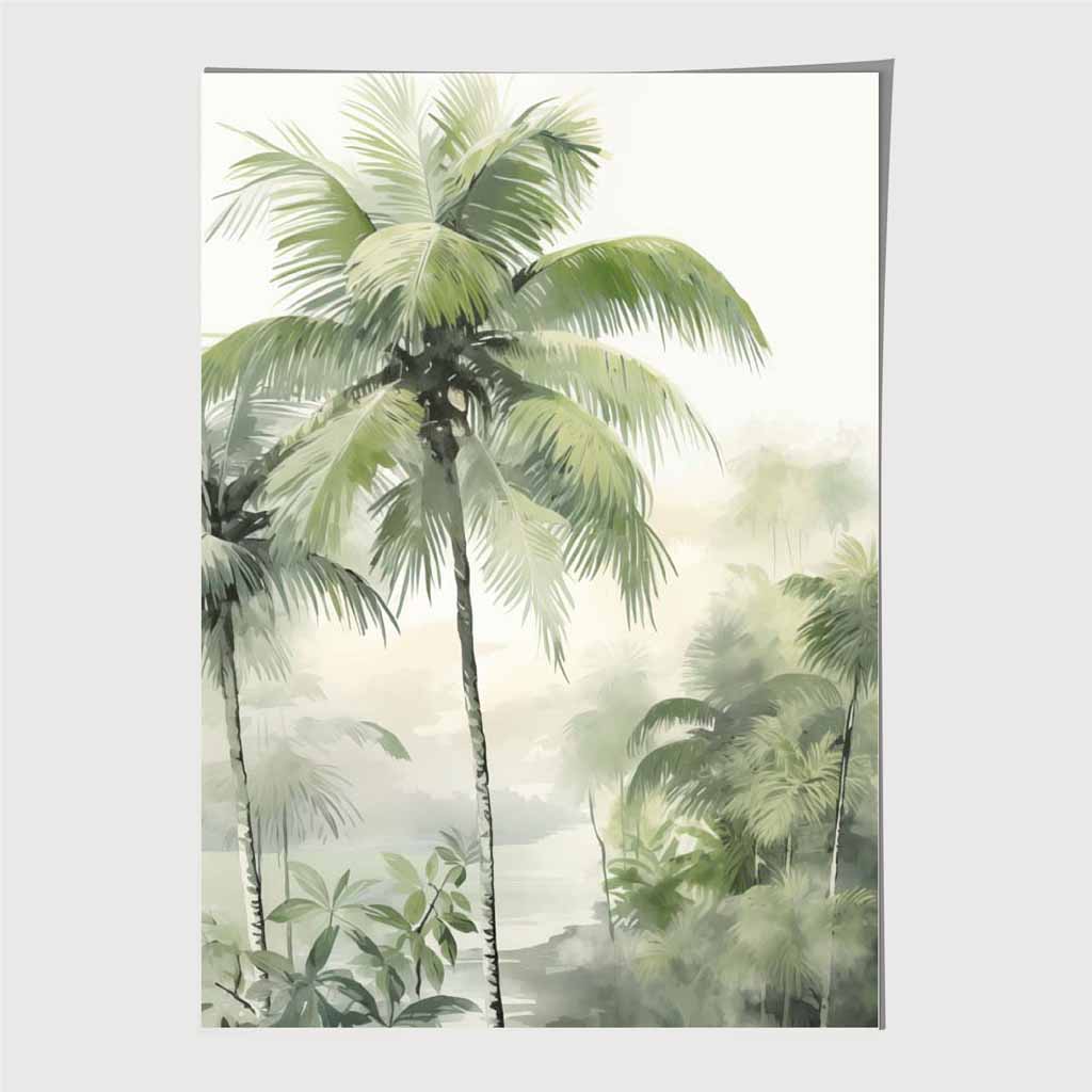 Abstract Painted Green,  Jungle Palms  Art Poster | Wall Art Plaza