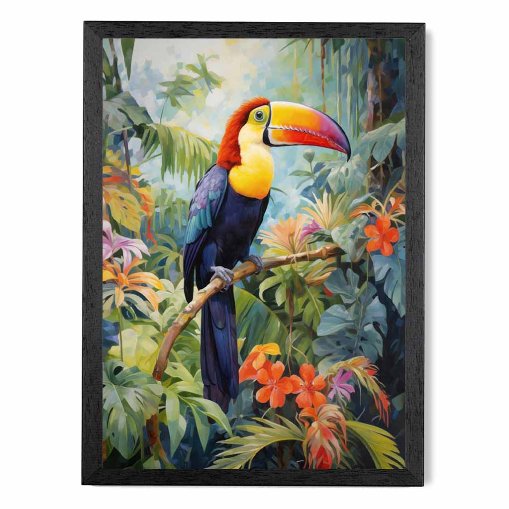 Modern Illustration Purple, Colourful Jungle Toucan  Art Print | Wall Art Plaza