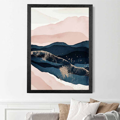 Abstract Painted Blue, Blush Pink Mountains No 3 Art Print | Wall Art Plaza