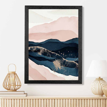 Abstract Painted Blue, Blush Pink Mountains No 3 Art Print | Wall Art Plaza