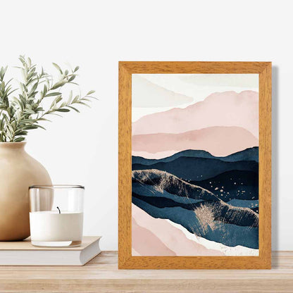 Abstract Painted Blue, Blush Pink Mountains No 3 Art Print | Wall Art Plaza