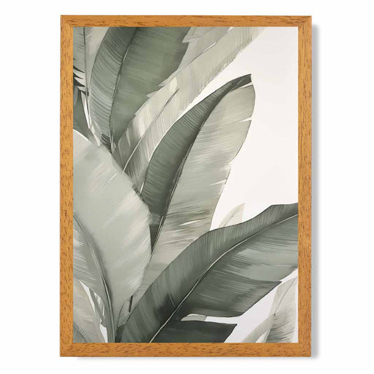 Vintage Abstract Grey, Green Painted Leaves  Art Print | Wall Art Plaza