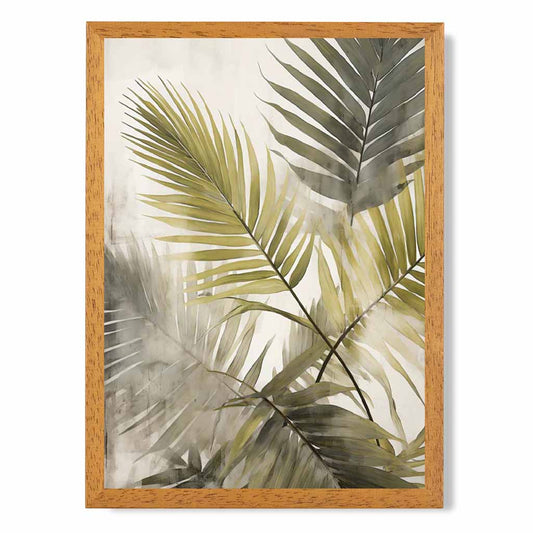 Vintage Abstract Green, Beige Painted Ferns  Art Print | Wall Art Plaza