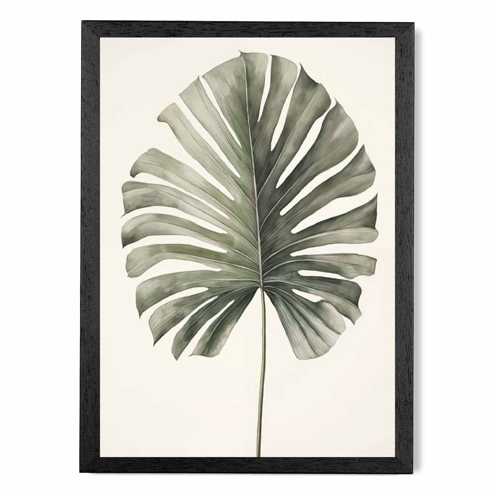 Vintage Illustration Beige, Green Monstera Fern  Art Print | Wall Art Plaza