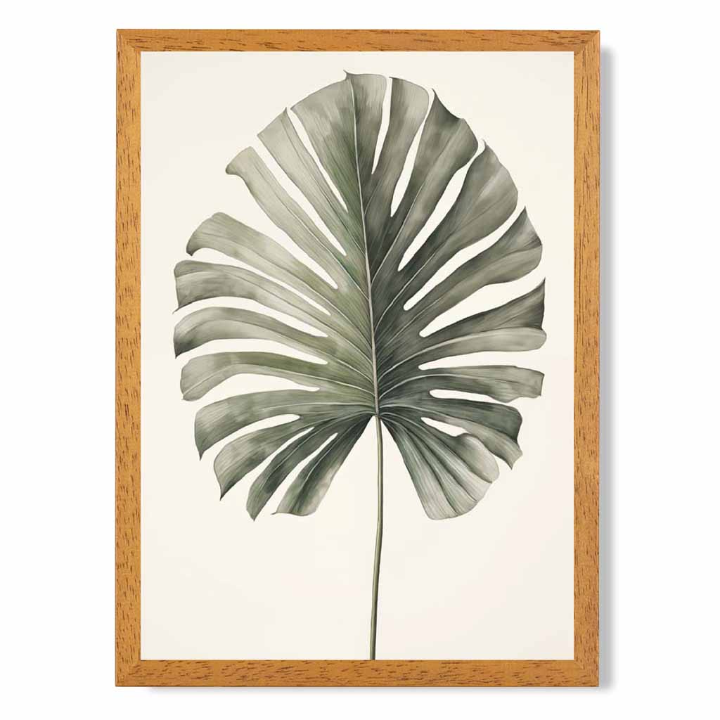 Vintage Illustration Beige, Green Monstera Fern  Art Print | Wall Art Plaza