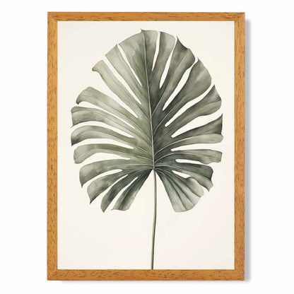 Vintage Illustration Beige, Green Monstera Fern  Art Print | Wall Art Plaza