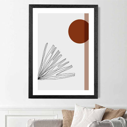 Sketch Beige, Red Tropical Leaf Art Print | Wall Art Plaza