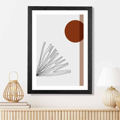 Sketch Beige, Red Tropical Leaf Art Print | Wall Art Plaza