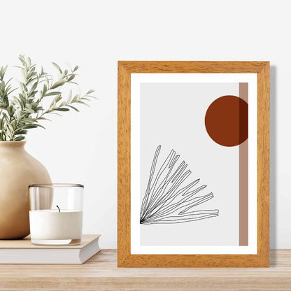 Sketch Beige, Red Tropical Leaf Art Print | Wall Art Plaza