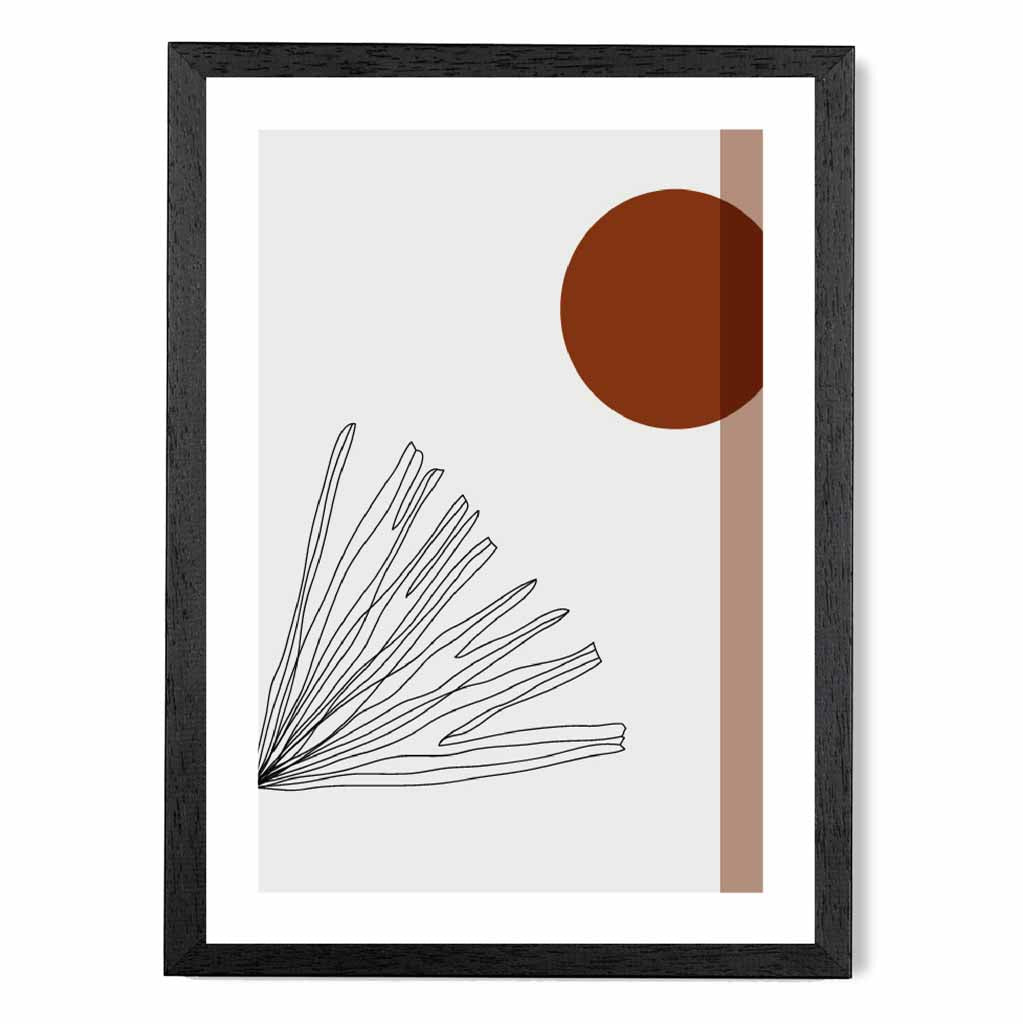 Sketch Beige, Red Tropical Leaf Art Print | Wall Art Plaza