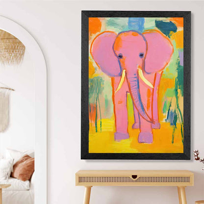 Kids Pink, Colourful Elephant Nursery Art Print | Wall Art Plaza