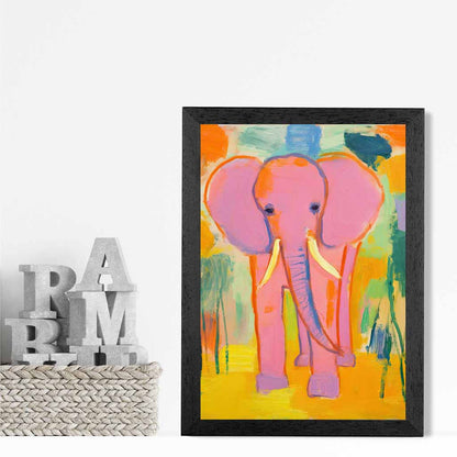 Kids Pink, Colourful Elephant Nursery Art Print | Wall Art Plaza