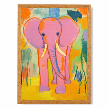 Kids Pink, Colourful Elephant Nursery Art Print | Wall Art Plaza