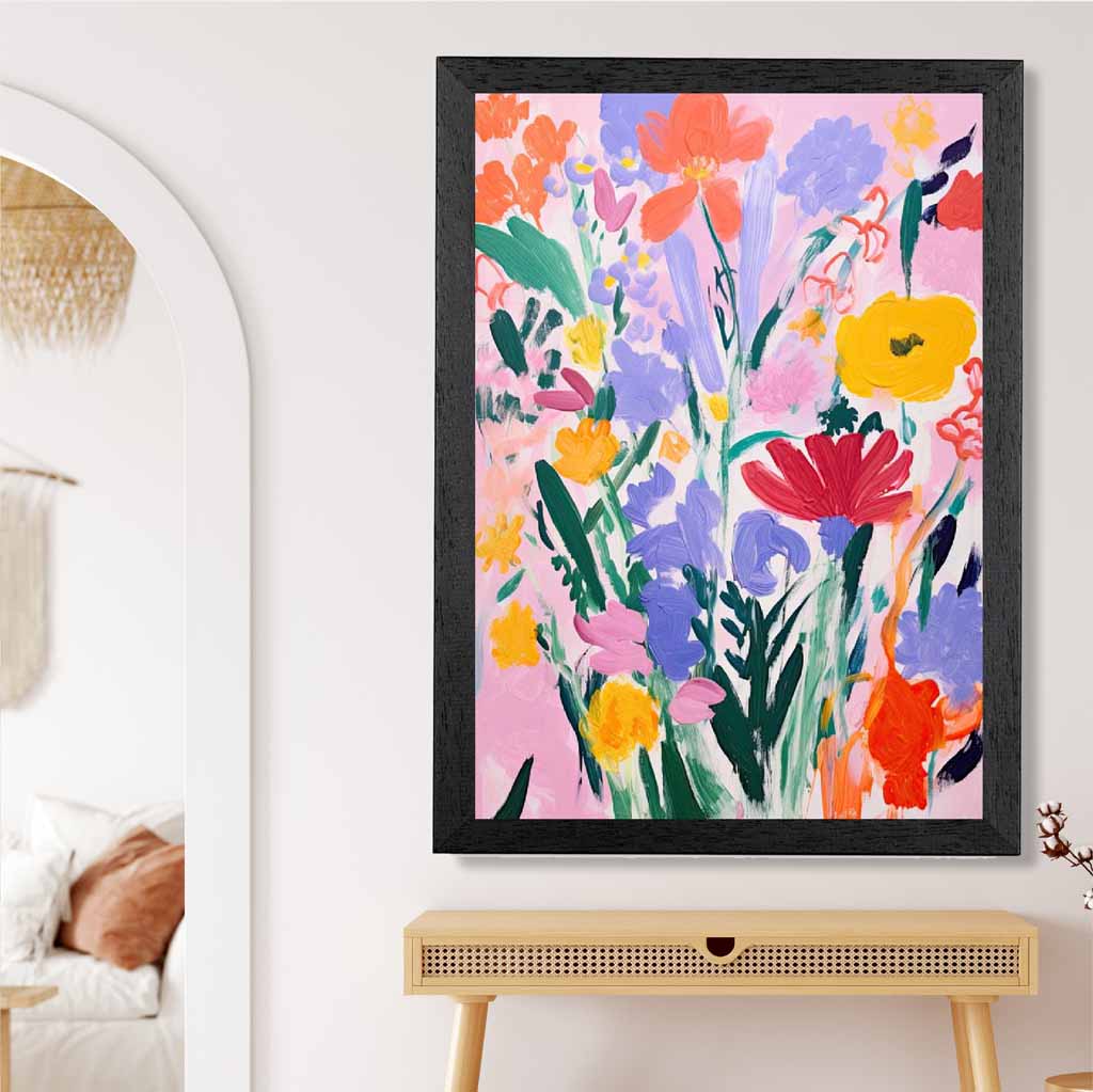 Kids Pink, Colourful Flowers  Art Print | Wall Art Plaza