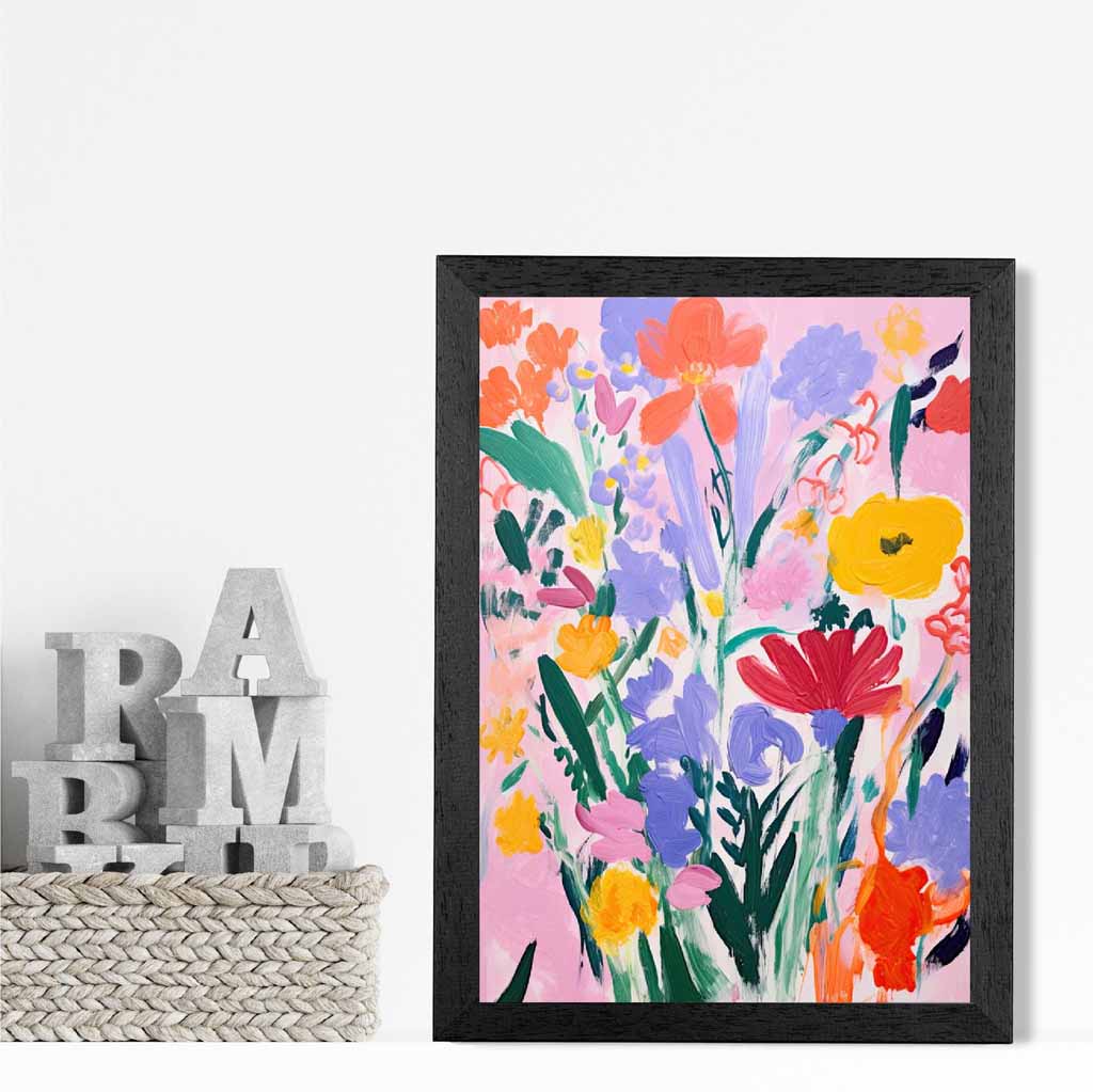 Kids Pink, Colourful Flowers  Art Print | Wall Art Plaza