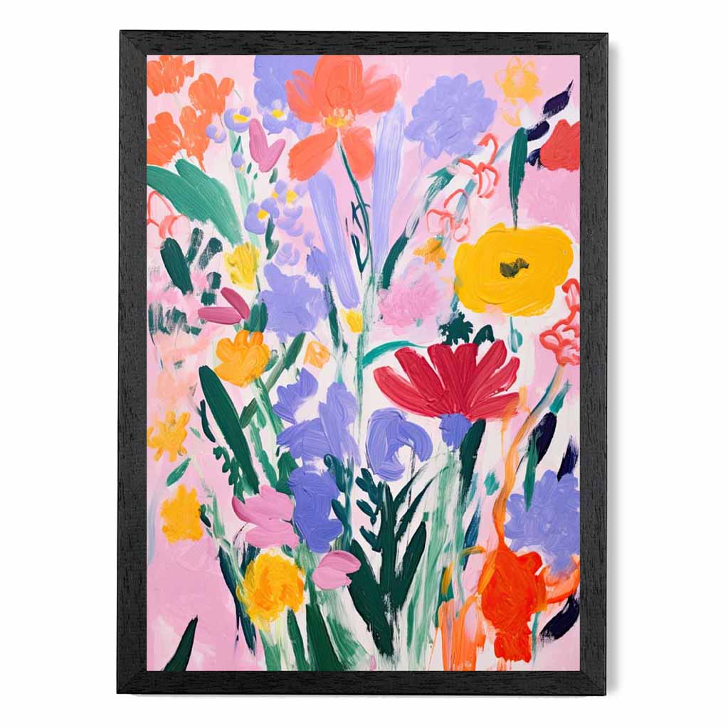 Kids Pink, Colourful Flowers  Art Print | Wall Art Plaza