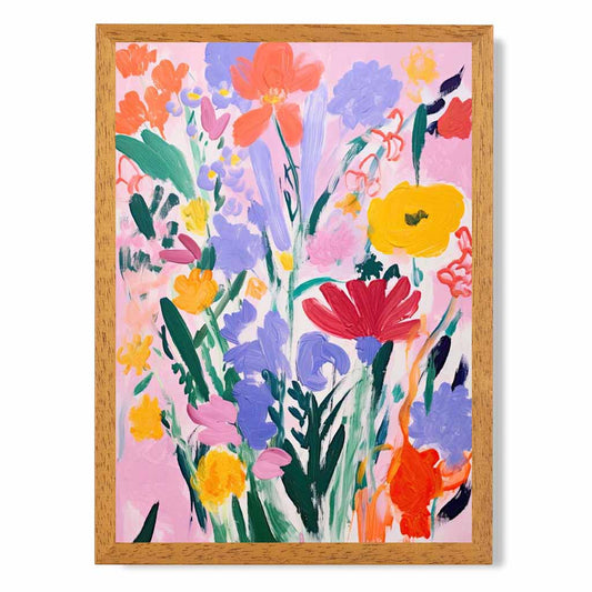 Kids Pink, Colourful Flowers  Art Print | Wall Art Plaza