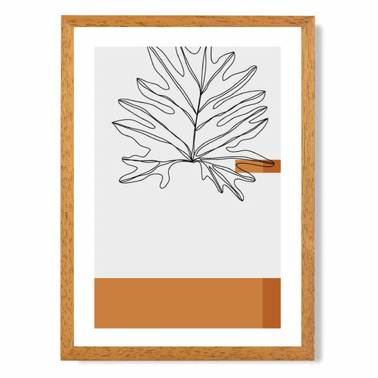 Sketch Beige, Orange Maple Leaf Art Print | Wall Art Plaza