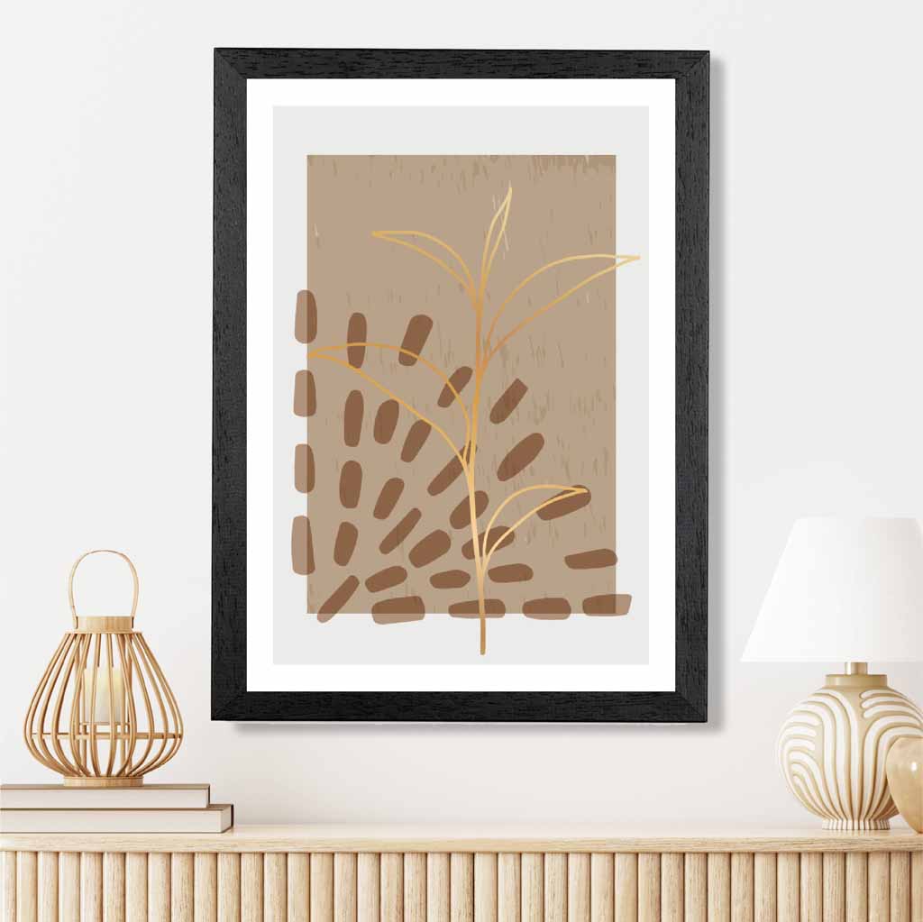 Boho Abstract Beige, Brown Floral No 4 Art Print | Wall Art Plaza