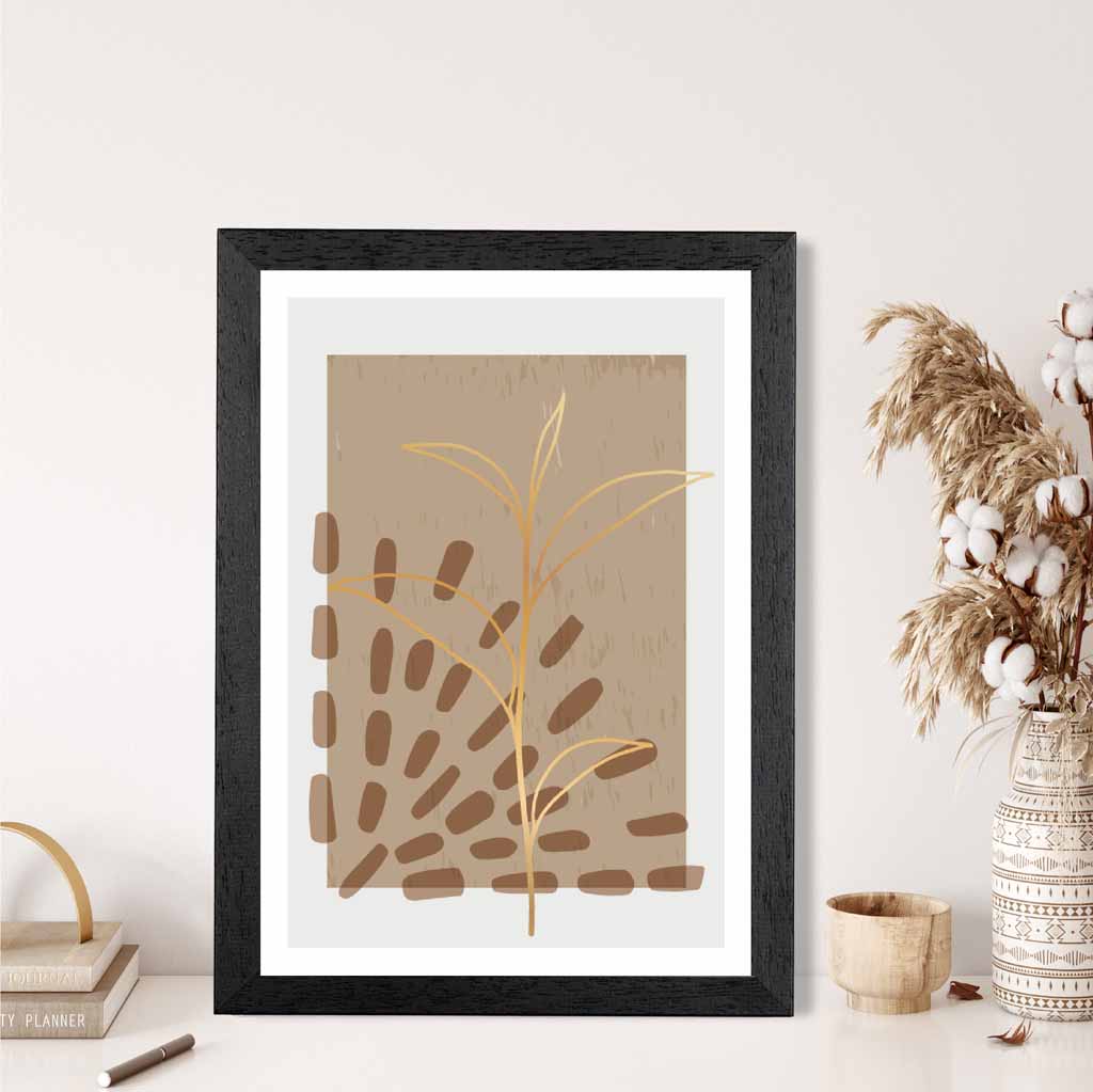 Boho Abstract Beige, Brown Floral No 4 Art Print | Wall Art Plaza