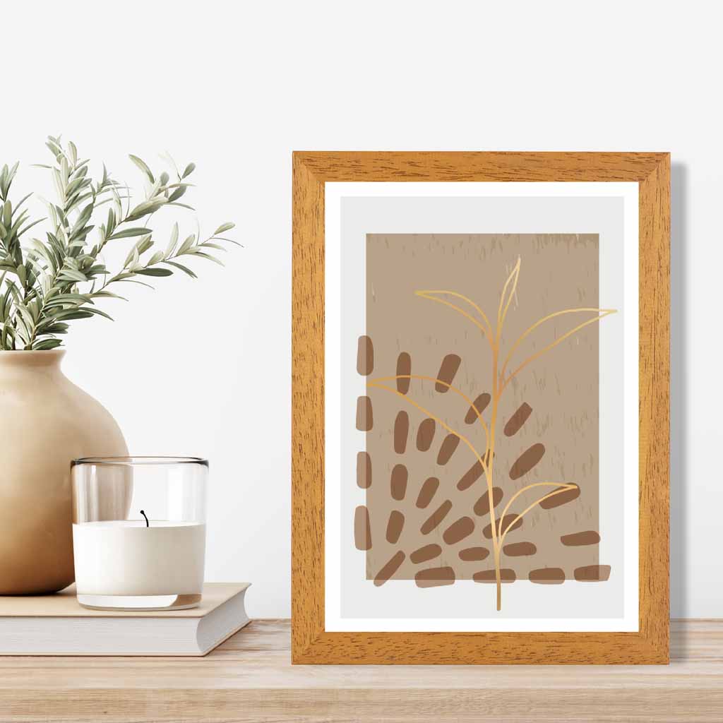 Boho Abstract Beige, Brown Floral No 4 Art Print | Wall Art Plaza