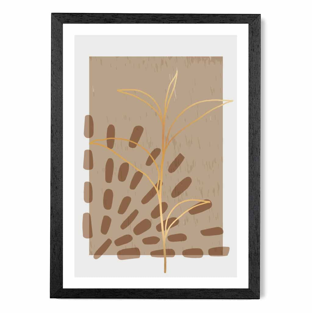 Boho Abstract Beige, Brown Floral No 4 Art Print | Wall Art Plaza