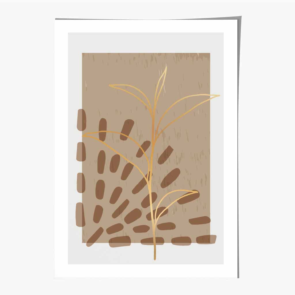 Boho Abstract Beige, Brown Floral No 4 Art Print | Wall Art Plaza