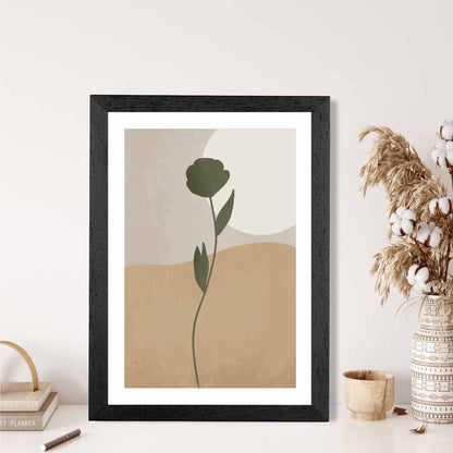 Boho Botanical Green, Beige Flower No 1 Art Print | Wall Art Plaza