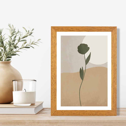 Boho Botanical Green, Beige Flower No 1 Art Print | Wall Art Plaza