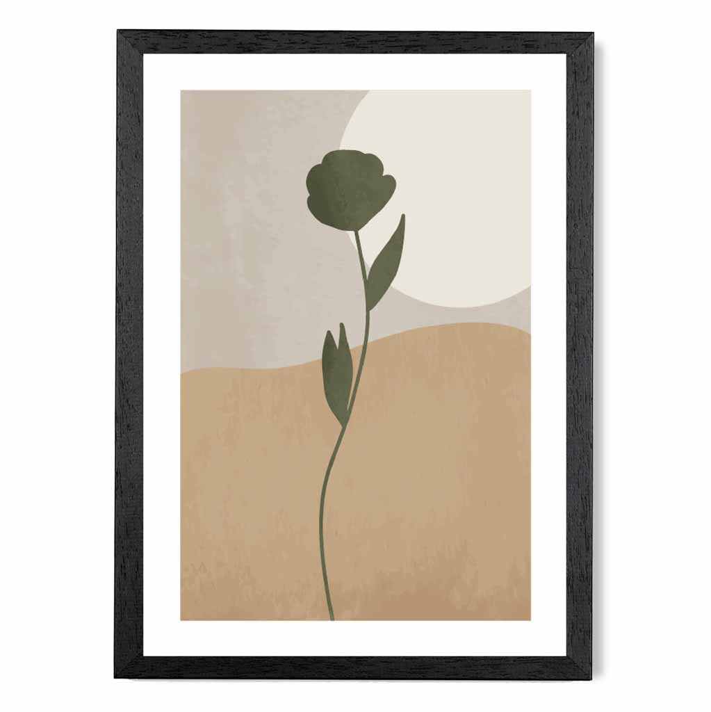 Boho Botanical Green, Beige Flower No 1 Art Print | Wall Art Plaza