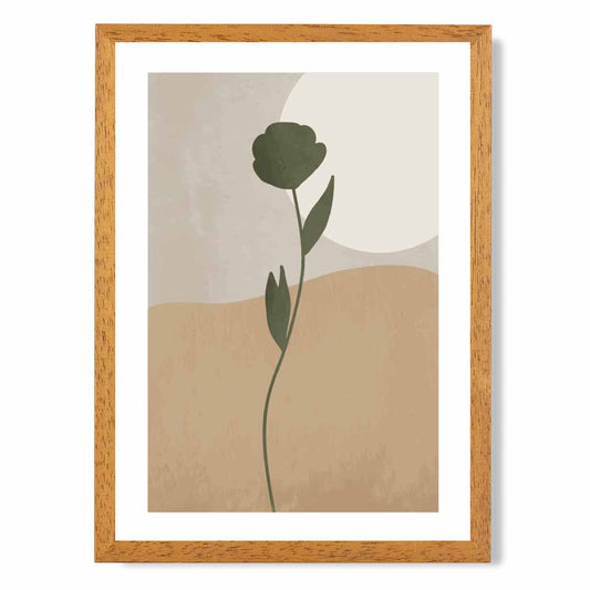 Boho Botanical Green, Beige Flower No 1 Art Print | Wall Art Plaza