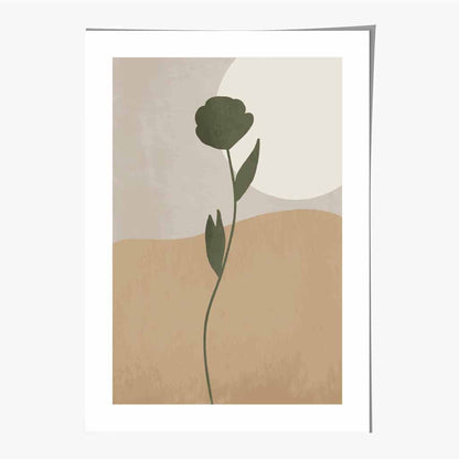 Boho Botanical Green, Beige Flower No 1 Art Print | Wall Art Plaza