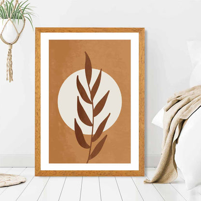 Boho Botanical Orange, Beige Leaf Art Print | Wall Art Plaza