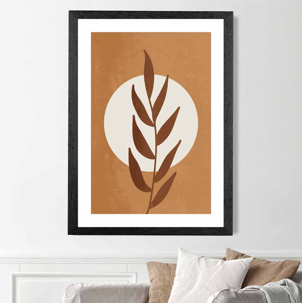 Boho Botanical Orange, Beige Leaf Art Print | Wall Art Plaza