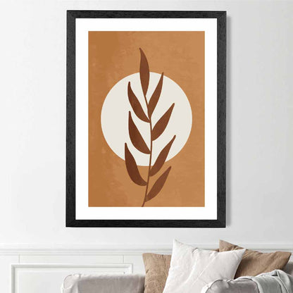 Boho Botanical Orange, Beige Leaf Art Print | Wall Art Plaza