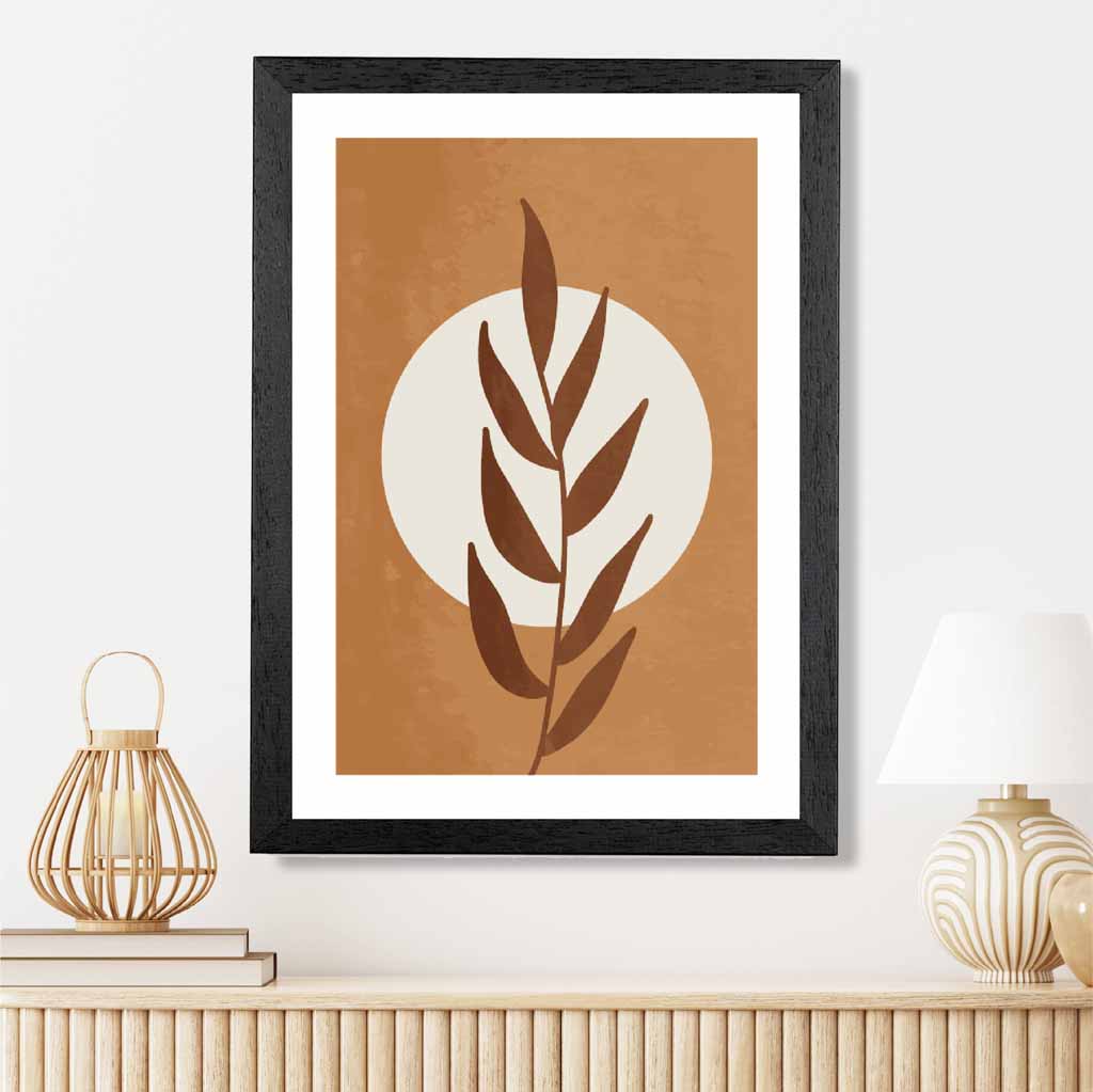Boho Botanical Orange, Beige Leaf Art Print | Wall Art Plaza