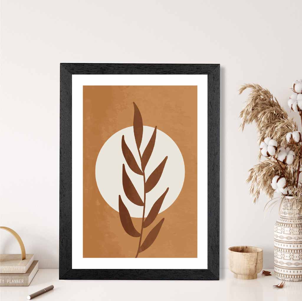 Boho Botanical Orange, Beige Leaf Art Print | Wall Art Plaza