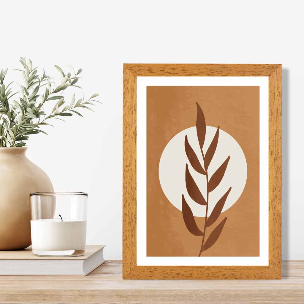 Boho Botanical Orange, Beige Leaf Art Print | Wall Art Plaza
